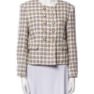 Veronica Beard Cream and Black Plaid Blazer